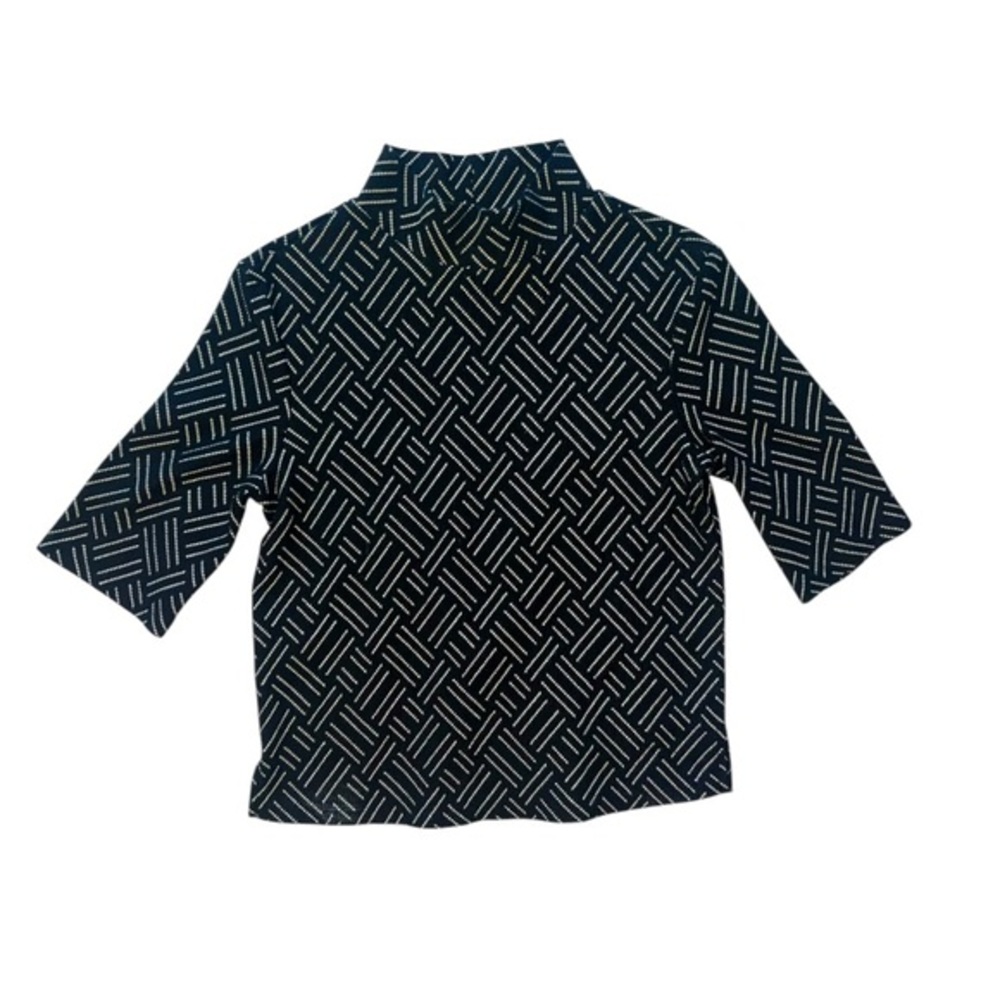 Zara Trafaluc Fall Winter Collection Mock Neck Shirt Black With White Print